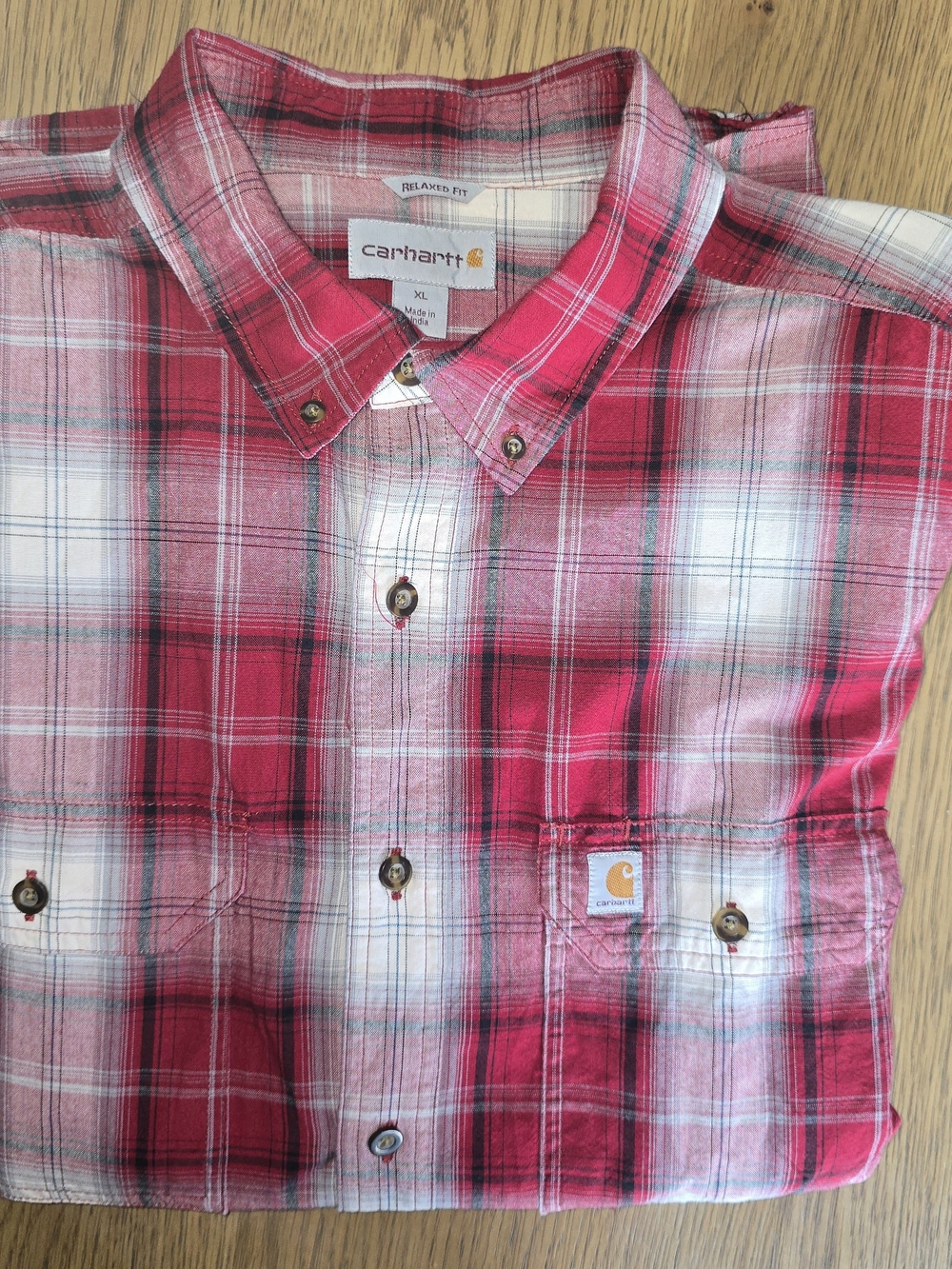 Carhartt Men’s Red Plaid Button-Down Shirt